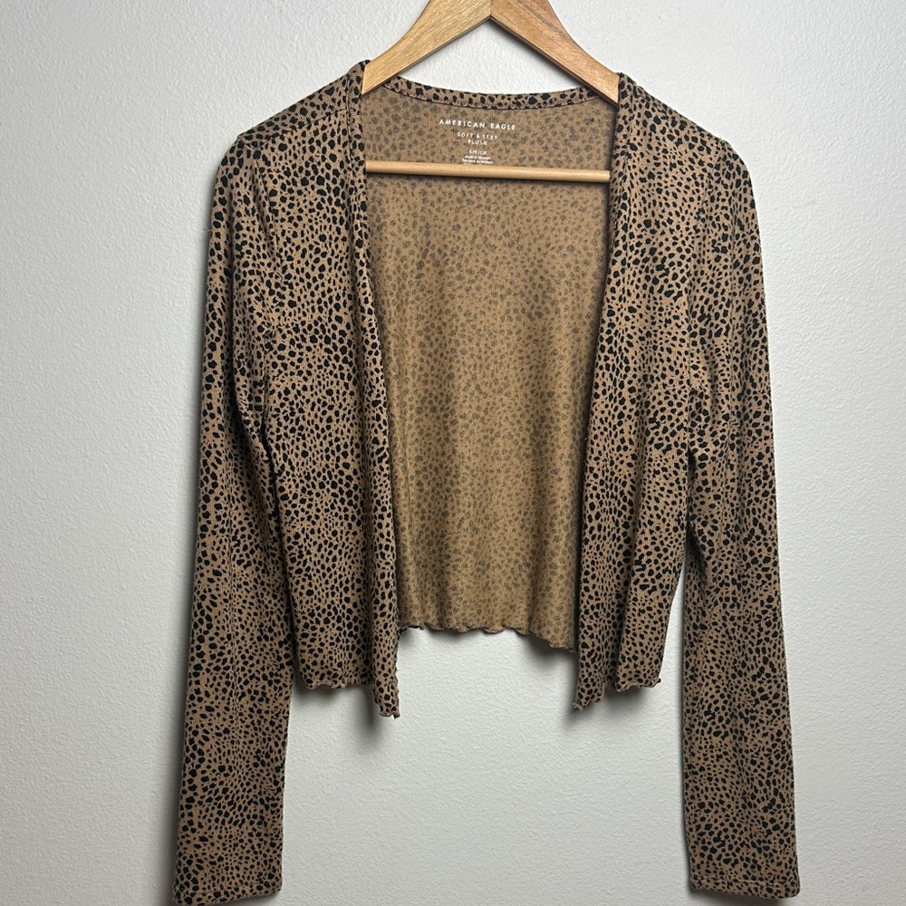 AEO American Eagle Animal Print Cardigan Sweater Small